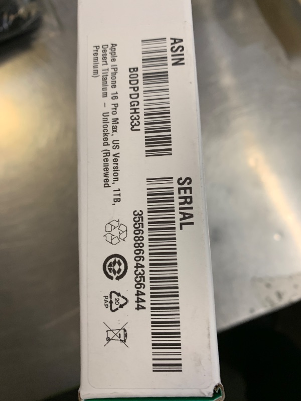 Photo 1 of Apple iPhone (Renewed Premium) 16 Pro Max, US Version, 1TB, Desert Titanium - Unlocked