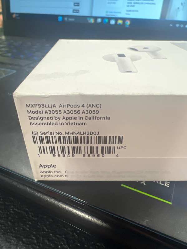 Photo 1 of Apple AirPods 4 Wireless Earbuds, Bluetooth Headphones, with Active Noise Cancellation, Adaptive Audio, Transparency Mode, Personalized Spatial Audio, USB-C Charging Case, Wireless Charging, H2 Chip