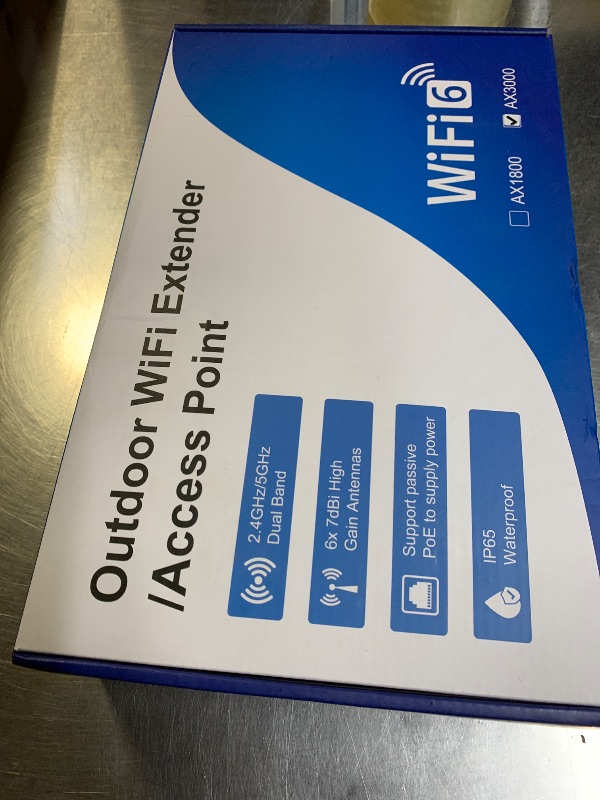 Photo 1 of AX3000 WiFi Extender Signal Booster Outdoor WiFi 6 Extender, Wireless Gigabit Access Point Outdoor, IP67 Weatherproof, PoE Power Supply, for Starlink, Camera, Garage, Farm, Yard, RV, Campsite
