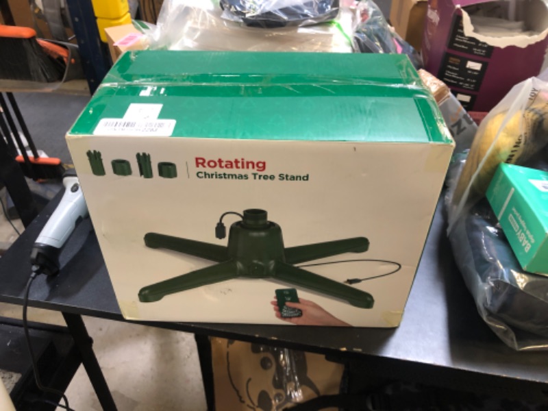 Photo 1 of (2025 Upgrade) Rotating Christmas Tree Stand with Remote Control, Stable 360 Revolving Tree Base Stand, Up to 7.5ft 90lb. Adjustable Christmas Tree Holder for Xmas Tree, Artificial Tree (Green)