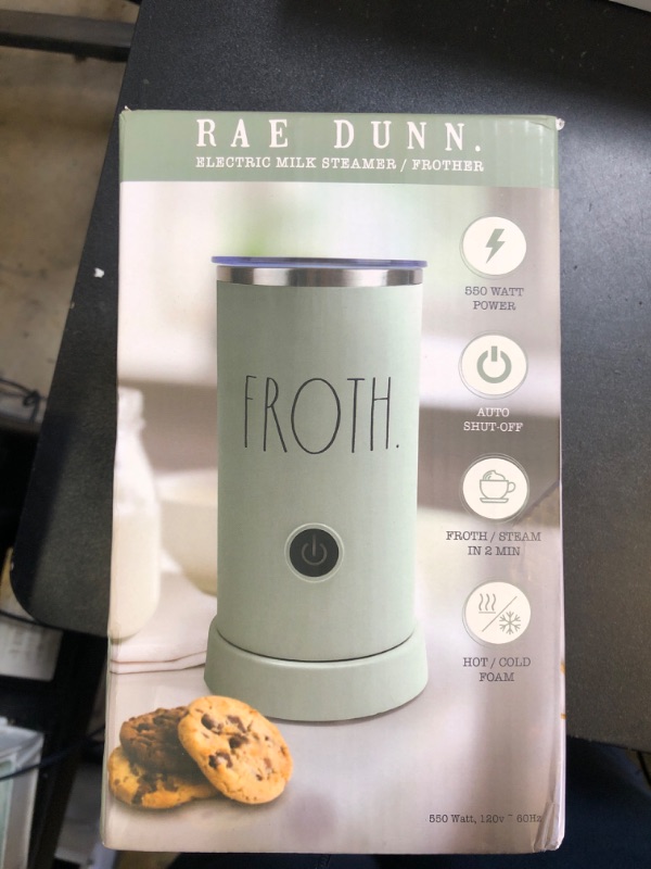 Photo 1 of Rae Dunn Electric Milk Frother Steamer -Stylish Automatic Milk Steamer and Frother, Milk Warmer, Hot and Cold Foam Maker for Coffee, Latte, Cappuccino, Macchiato - 550 Watt (Sage)