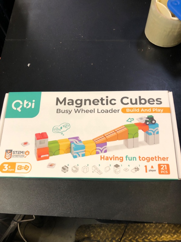 Photo 1 of QBI Magnetic Blocks for Toddlers Ages 3+ | STEM Magnetic Block Tracks with Wheel Bulldozer & Tiles | 3D Colorful Magnet Building Blocks for Boys & Girls | Early Learning Sensory Toy – 21 Pieces