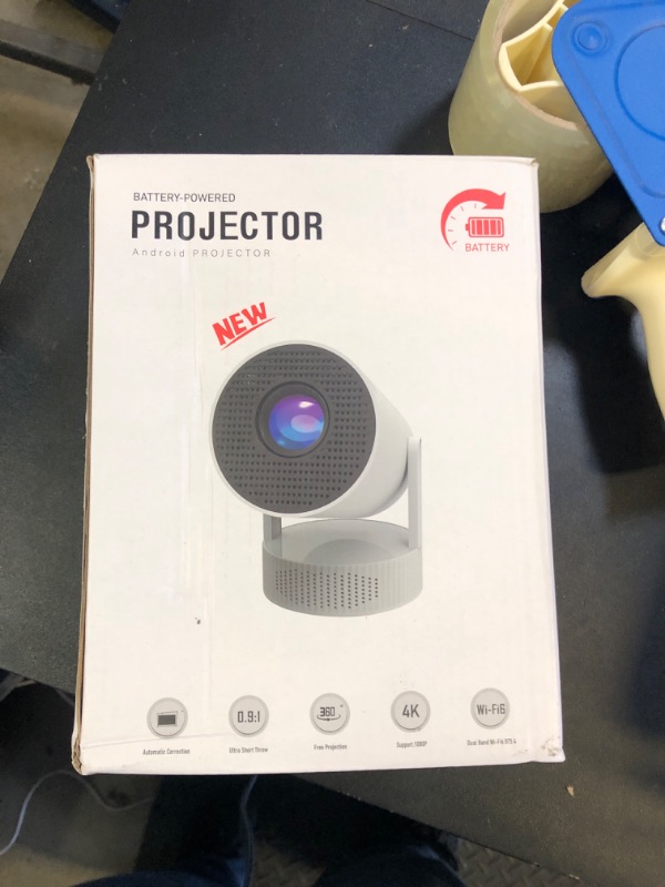 Photo 1 of Mini Projector, Projector with Wifi and Bluetooth Built-in Battery 4K Portable Projector for Outdoor Bedroom, Smart Projectors 1080P Compatible with iphone/TV Stick/HDMI/Laptop