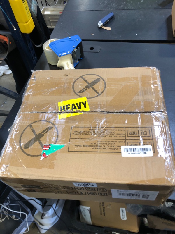 Photo 1 of Somdot White Nightstand with Charging Station and LED Light, Wide 5 Drawers Dresser for Bedroom with Fabric Bins and Open Shelf for Bedroom Kids Closet Dorm Guest Room, White Leather