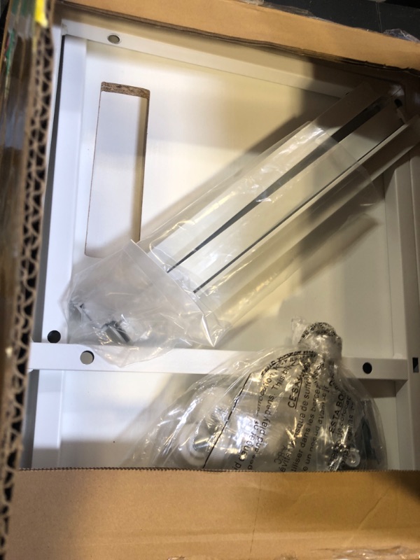 Photo 1 of Somdot White Nightstand with Charging Station and LED Light, Wide 5 Drawers Dresser for Bedroom with Fabric Bins and Open Shelf for Bedroom Kids Closet Dorm Guest Room, White Leather