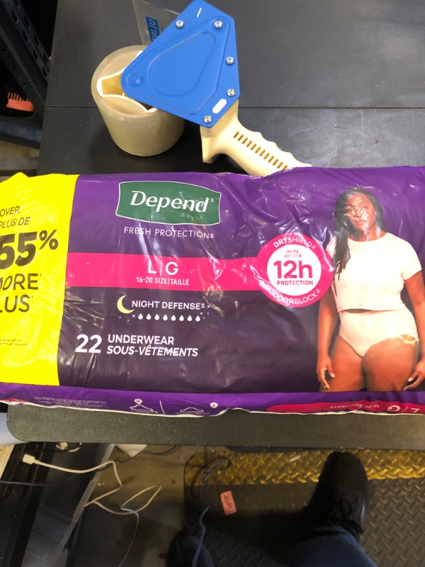 Photo 1 of Depend Night Defense Adult Diapers, Incontinence & Postpartum Bladder Leak Underwear for Women, Disposable, Overnight, Large, Blush, 22 Count, Packaging May Vary