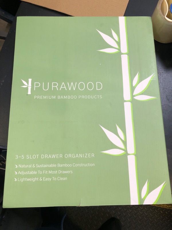 Photo 1 of Purawood Kitchen Drawer Organizer - Expandable Utensil Drawer Organizer for Kitchen, Cutlery Tray & Silverware Organizer, 3-5 Slots - Bamboo Organizer for Utensils & Flatware (Natural)