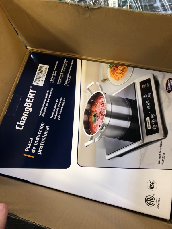 Photo 1 of ChangBERT Induction Cooktop, Commercial Grade Portable Cooker, Large 8” Heating Coil, Premium Stainless Steel Countertop Burner with NSF Certified, 10 Hours Timer Powerful 1800W Professional Hot Plate