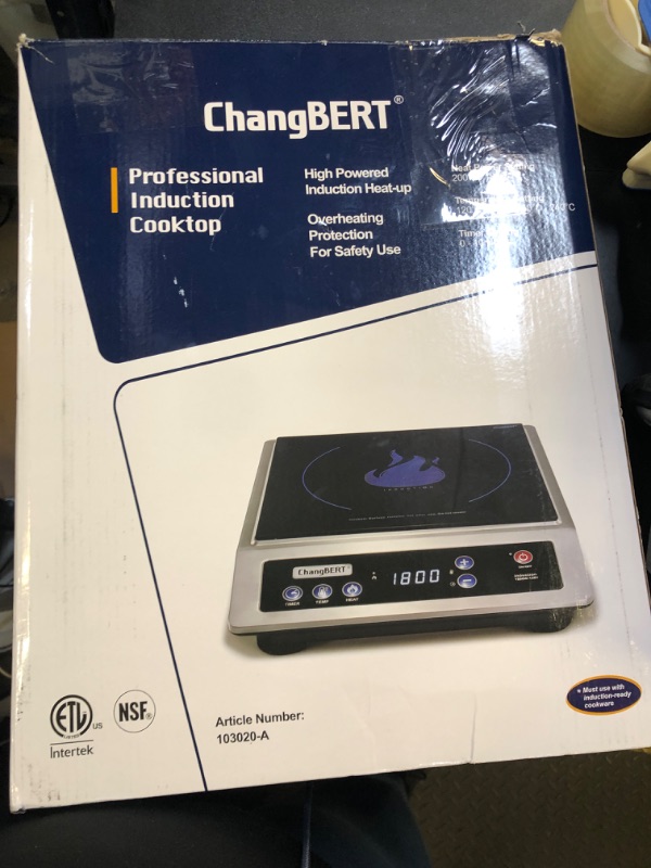 Photo 1 of ChangBERT Induction Cooktop, Commercial Grade Portable Cooker, Large 8” Heating Coil, Premium Stainless Steel Countertop Burner with NSF Certified, 10 Hours Timer Powerful 1800W Professional Hot Plate