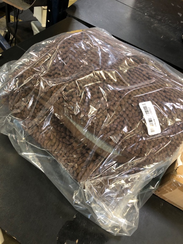 Photo 1 of Smiry Dog Door Mat for Muddy Paws, Absorbent Dirt Trapper Non Slip Quick Dry Washable Chenille Mat for Mud Dogs, Entry Rug for Indoor and Outdoor (70x24 Inches, Brown and White)