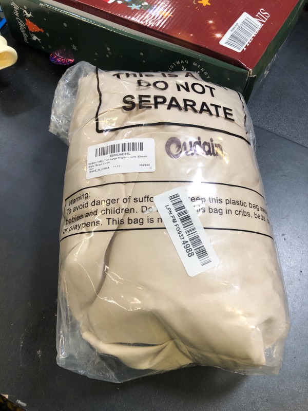 Photo 1 of Oudain 10ft x 7.5ft Large Playhouse Table Cloth Table Fort Tent Cover Playhouse Indoor Outdoor Tablecloth for Birthday Party Playground Play Accessory(Beige Color,Classic Style)