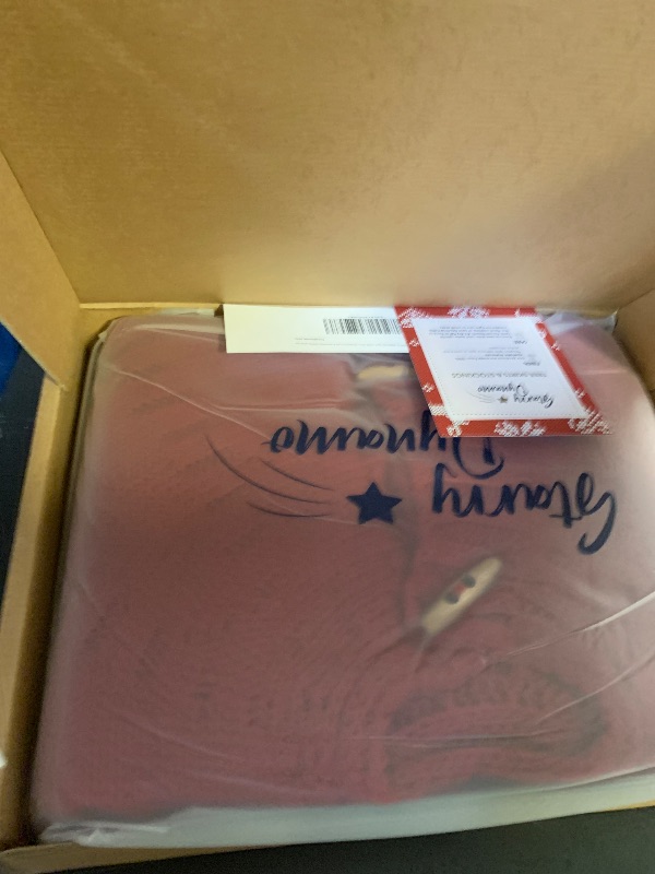 Photo 1 of Starry Dynamo 60-Inch Cable Sweater Knit Christmas Tree Skirt with Wooden Toggles, Burgundy