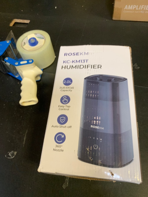 Photo 1 of ROSEKM Humidifiers for Bedroom, 2.0L Cool Mist Humidifier for Home Plant and Baby Nursery, Quiet Ultrasonic Humidifier with 360° Nozzle, Auto Shut-Off, Filterless, Black
