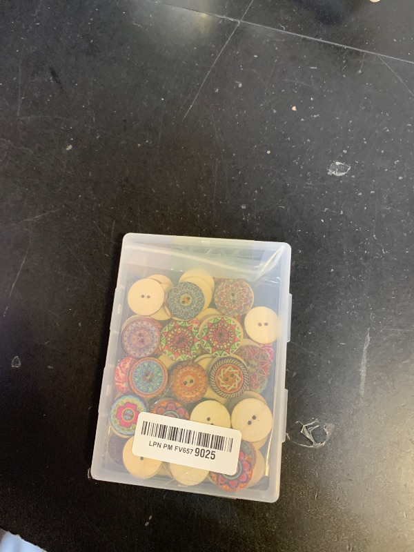Photo 1 of 100 Pcs Wooden Large Buttons Wood Button for Sewing, 1 Inch Vintage Buttons Decorative for Clothes Assorted with 2 Holes Colorful Wooden Button for DIY Crafts (25mm)