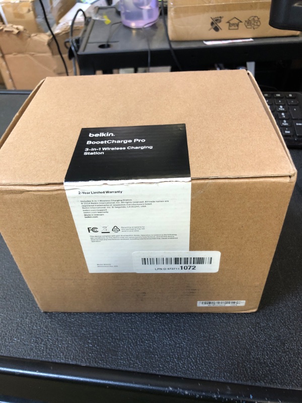 Photo 1 of Belkin MagSafe-Compatible Charger, 3-in-1 Wireless Charging Station, Qi2-Certified 15W Wireless Charge for Apple iPhone 17 Series, Apple Watch, AirPods w/Non-Slip Base, 40W Included - Black