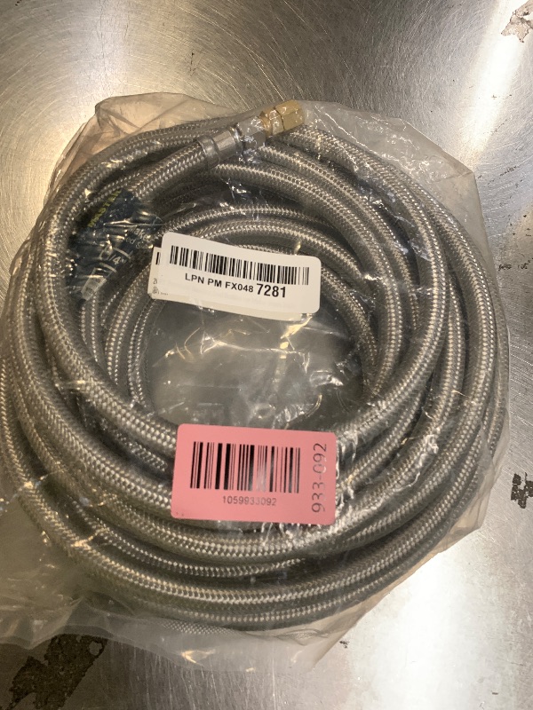 Photo 1 of 20FT Stainless Steel Braided Ice Maker Supply Line – 1/4? Compression x 1/4? Compression Fittings, Lead?Free, Burst?Proof, Universal Fit, NSF/UPC Certified, 10?Year Warranty