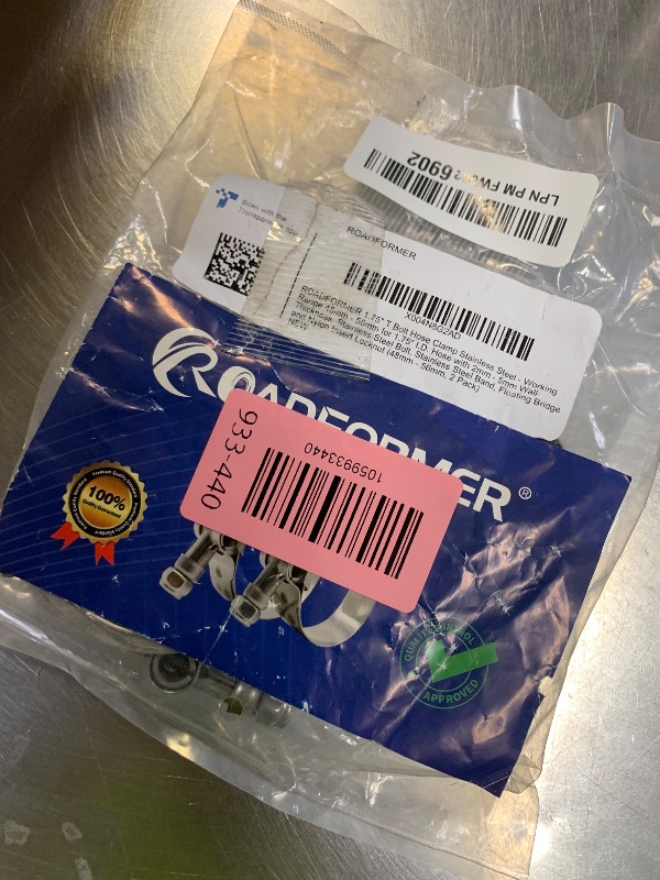 Photo 1 of 1.75" T Bolt Hose Clamp Stainless Steel - Working Range 48mm - 56mm for 1.75" I.D. Hose with 2mm - 5mm Wall Thickness, Roadformer T-bolt Clamps Featured to Provide Reliable Sealing Force, 2 Pack