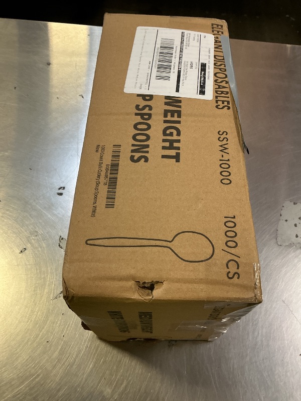 Photo 1 of 1,000 Plastic Disposable Soup Spoons Bulk White Medium Weight Disposable Silverware Plastic Cutlery Spoons