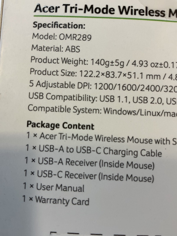 Photo 1 of acer Wireless Mouse for Laptop, Bluetooth Computer Mouse Ergonomic for 4 Devices(2.4Ghz+BT 5.2+Wired), OLED Scree Rechargeable Mice, 5 Programmable Buttons, 4000 DPI for MacBook PC Desktop