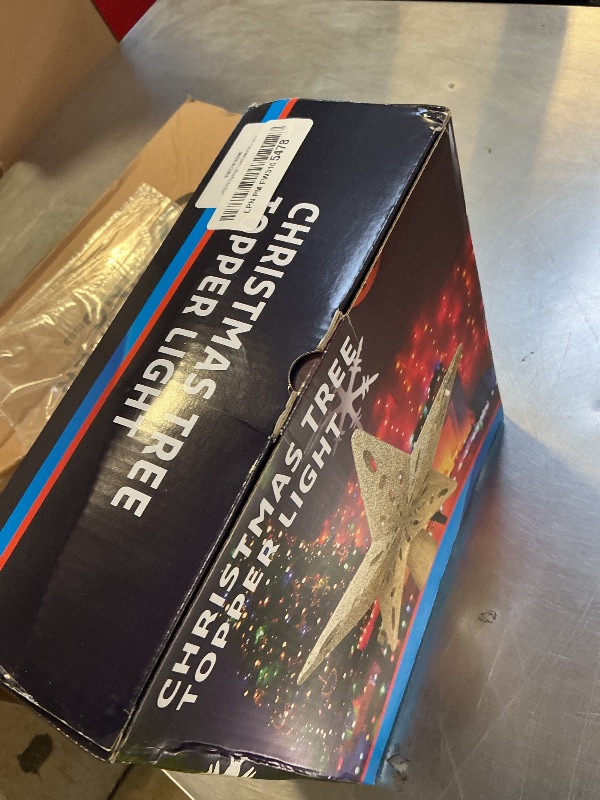 Photo 1 of 10.23 inch Christmas Star Tree Topper Projector with 6 Patterns Gold Star Christmas Tree Topper Plug in for Indoor Office Xmas New Year Holiday(Gold, 6 Patterns,3m Cable)