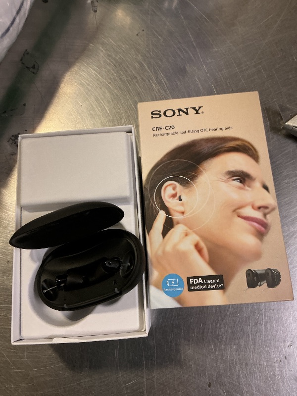 Photo 1 of Sony CRE-C20 Self-Fitting OTC Hearing Aids for Mild to Moderate Hearing Loss, Prescription-Grade Sound Quality, Compact Virtually Invisible Design, Customizable App, and Rechargeable Battery