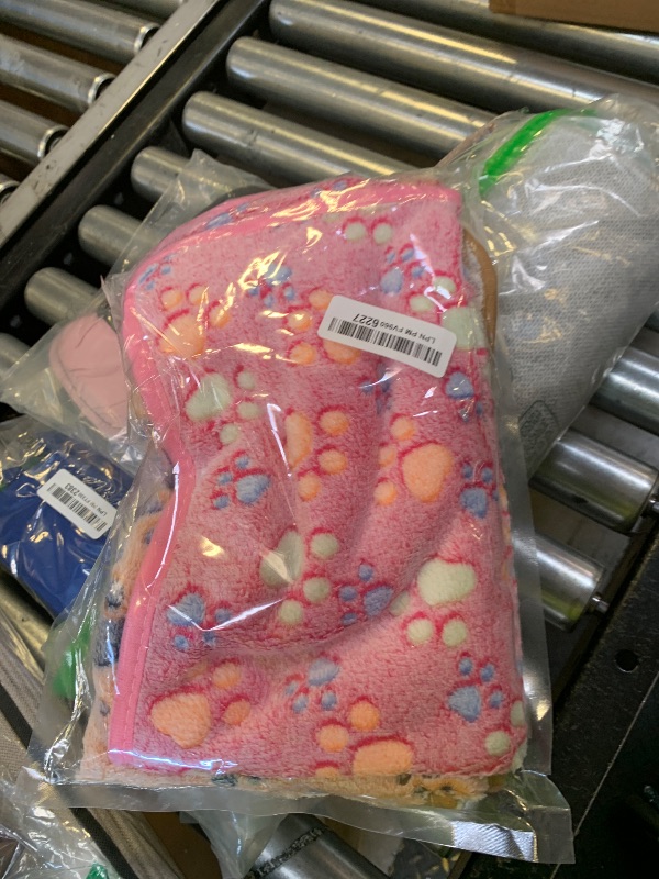 Photo 1 of 1 Pack 3 Blankets Super Soft Fluffy Premium Fleece Pet Blanket Flannel Paw Printed Throw for Dog Puppy Cat (Small 23x16'', Brown, Pink, White)