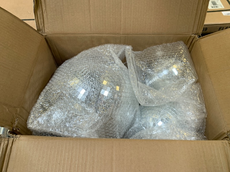 Photo 1 of 4 Pcs Large Disco Ball Decor - Silver Hanging Mirror Disco Balls Ornament for Stage Club Prom Props 70s Weddings Dance Music Birthday(12, 8, 6, 4 Inch)