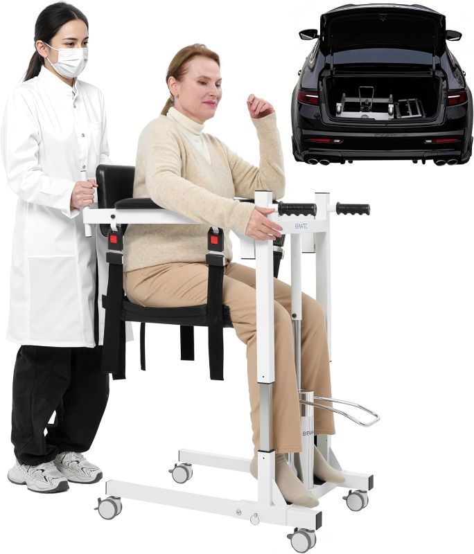 Photo 1 of Hydraulic Transfer Lift Chair, Folding Portable Transfer Lift Wheelchair, Patient/Disabled/Seniors Lift Aid for Home, Nursing Home, Car
