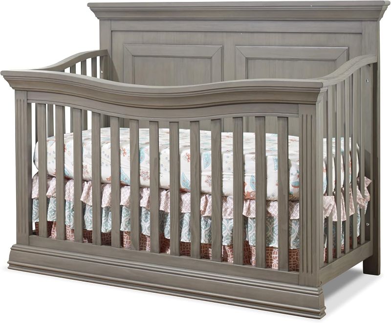 Photo 1 of Sorelle Furniture Paxton Crib, Classic 4-In-1 Convertible Crib, Made of Wood, Non-Toxic Finish, Wooden Baby Bed, Toddler Bed, Child’s Daybed and Full-Size Bed, Nursery Furniture - Heritage Grey
