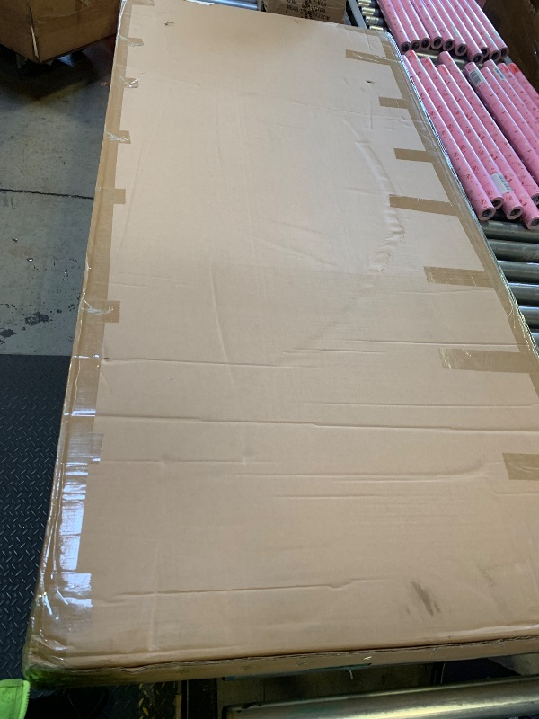 Photo 1 of KunAndPeng Stylish Solid Wood Office Desk with Sturdy Metal Base - Durable Executive Computer Desk or Dining Table in Multiple Sizes - Perfect for Home Office and Work Environments (Tan62.99in)