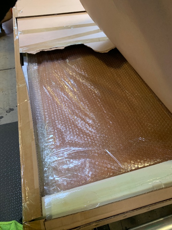 Photo 1 of KunAndPeng Stylish Solid Wood Office Desk with Sturdy Metal Base - Durable Executive Computer Desk or Dining Table in Multiple Sizes - Perfect for Home Office and Work Environments (Tan62.99in)