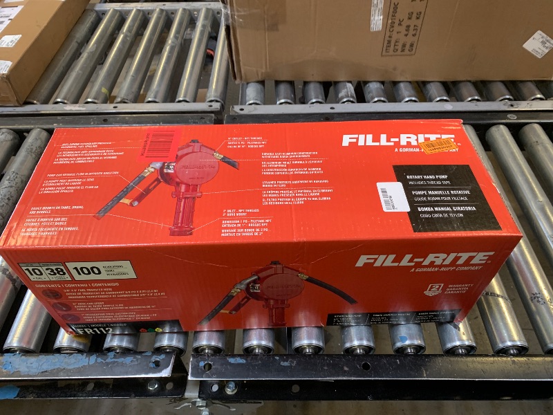 Photo 1 of Fill-Rite FR112 Fuel Transfer Rotary Hand Pump w/Discharge Hose, Straight Spout, Vacuum Breaker, & Suction Pipe