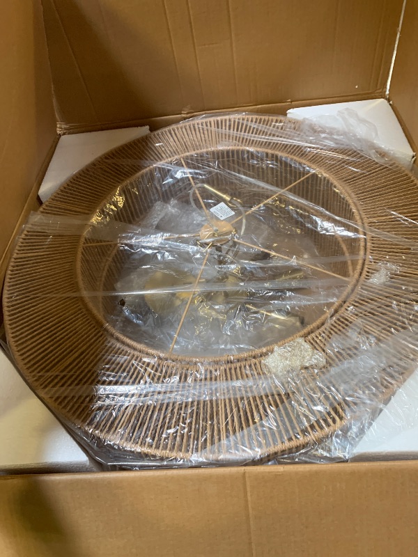 Photo 1 of Widluth 30” Large Hand-Woven Rattan Chandelier Vintage 8-Light Farmhouse Boho Bamboo Chandelier Light Fixture Retro 3-Tier Drum Wicker Rattan Golden Chandeliers for Dining Room, Kitchen, Living Room