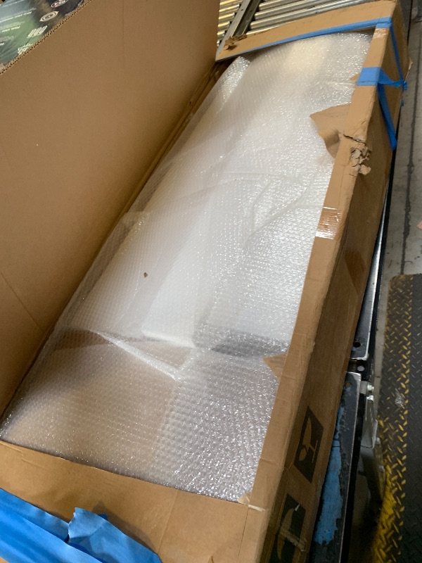 Photo 1 of ROYMELO 42x96 Inch White Sliding Barn Door Slab with 7ft Hardware Kit Included, 5-Panel, MDF Wood Panel Covered with Water-Proof Scratch-Proof PVC Surface, Simple DIY Assembly