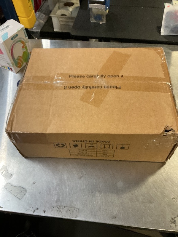 Photo 1 of YAOHUOO 23.6"×23.6" Large Priner Stand with Power Outlet, Printer Table with Storage Side Pocket, Heavy Duty Rolling Cart for Home Office 3D Printer/Laser/Heat Press Table, Rustic Brown