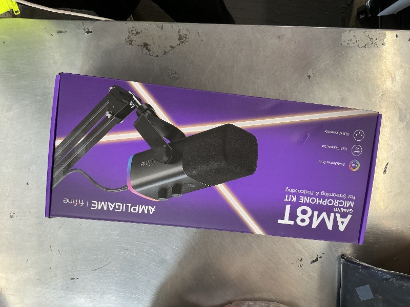 Photo 1 of FIFINE XLR/USB Gaming Microphone Set, Dynamic PC Mic for Streaming Podcasting, Computer RGB Mic Kit with Boom Arm Stand, Mute Button, Headphones Jack, for Recording Vocal Voice-Over-AmpliGame AM8T