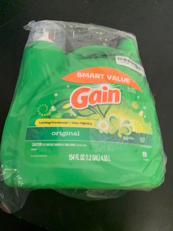 Photo 1 of Gain Liquid Laundry Detergent, Original Scent, 154 fl oz, 107 Loads, Freshness + Odor Fighting, High Efficiency Washing Machine Liquid Cleaning Soap