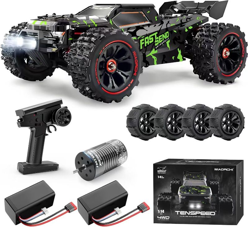 Photo 1 of NON FUNCTIONAL-- PARTS ONLY -------------------------------------------------1/14 Brushless RC Cars for Adults Fast 50+ mph, RC Trucks 4x4 Offroad Waterproof, Electric Powered High Speed Remote Control Car, Fast Extreme All Terrain RC Truggy with 3S Batte