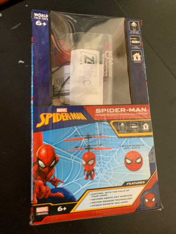 Photo 1 of **INCOMPLETE** World Tech Toys Marvel Spider-Man Big Head Helicopter Toy – Motion Sensored Flying Toy for Kids - Marvel Licensed - Kids 6+
