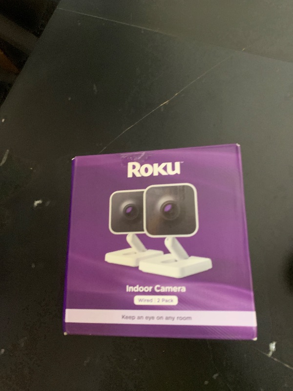 Photo 1 of Roku Indoor Camera - Home Security - 2-Pack - Wired Security Camera & Pet Monitor with 1080p HD Color Night Vision, Works with Alexa & Google, Motion & Sound Detection, WDR & WiFi 6