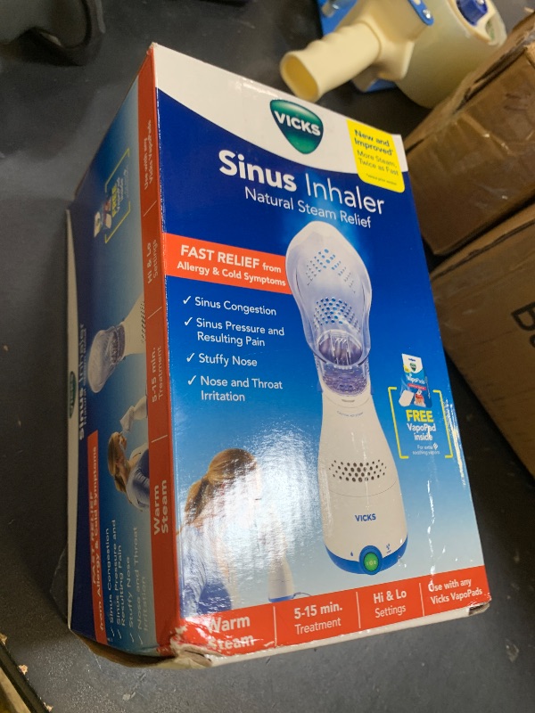 Photo 1 of Vicks Sinus Inhaler, New & Improved Non-Medicated Steam Inhaler for Sinus Relief, Allergies, Congestion & Colds, Vocal Steamer, Soothes Nasal & Throat Passages, Works with VapoPads (1 Included)