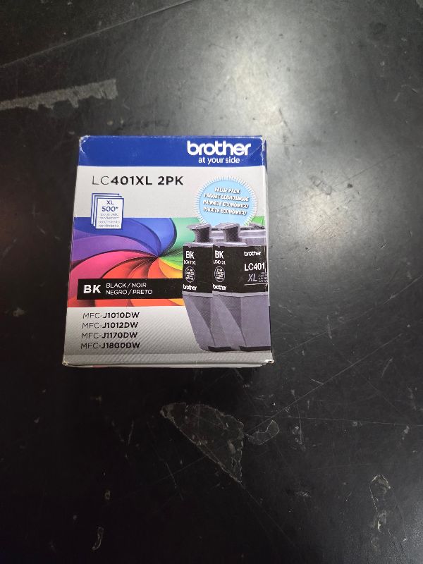Photo 1 of Brother Genuine LC401XL 2PK High Yield 2-Pack Black Ink Cartridges