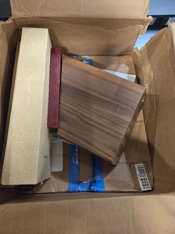 Photo 1 of HEZHEN 8-Piece Knife Block Set, 67 Layers Damascus Steel Knife Set with Block, Kitchen Scissor-Sharpner Rod, Professional Knife Sets for Chefs, Linen Micarta Handle, Gift Packing