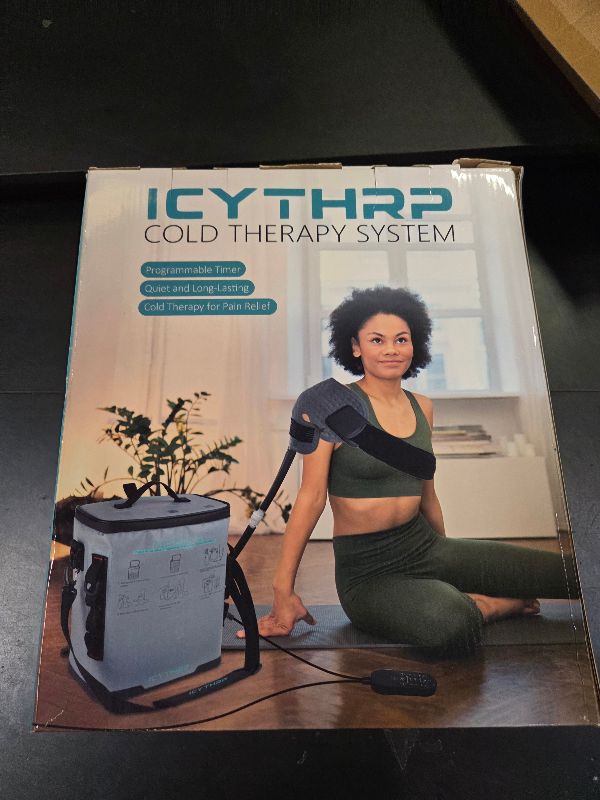 Photo 1 of ICYTHRP Cold Therapy Machine with Programmable Timer, Portable Ice Machine for Shoulder After Surgery, Shoulder Replacement Recovery System, Cryotherapy Pain Relief with Compression Pad