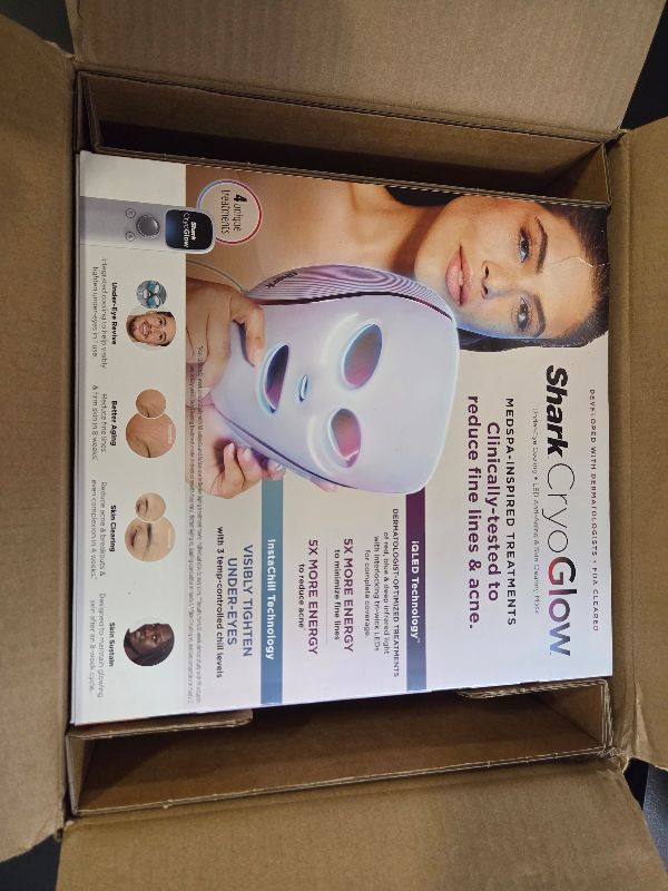 Photo 1 of Shark CryoGlow LED Face Mask with Under-Eye Cooling, Anti-Ageing & Blemish Repair, Red & Blue LED, Infrared Light Therapy, USB-C, Remote Control, Storage Bag, Lilac Chill, FW312PL