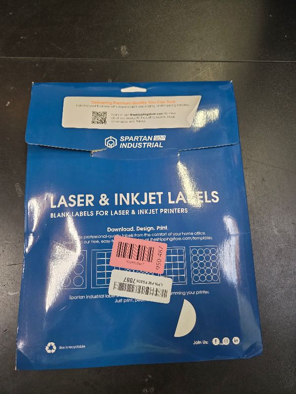 Photo 1 of 1.5" Printable Round Labels for Laser and Inkjet Printers - 900 Blank Labels, 30 Sheets for Thank You Stickers, Price Tags, QR Codes, Business Logos - Spartan Industrial Template C003