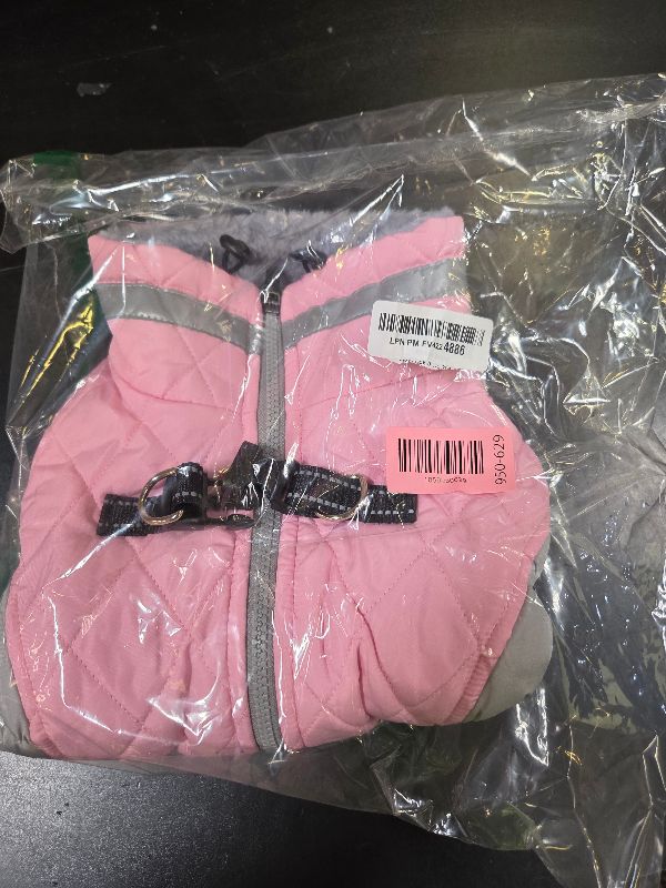 Photo 1 of AOFITEE Dog Coat, Warm Dog Jacket, Reflective Winter Coats for Medium Dogs, Turtleneck Dogs Winter Jacket with Harness Built in, Waterproof Windproof Pet Fleece Vest Puffer Jacket, Pink M