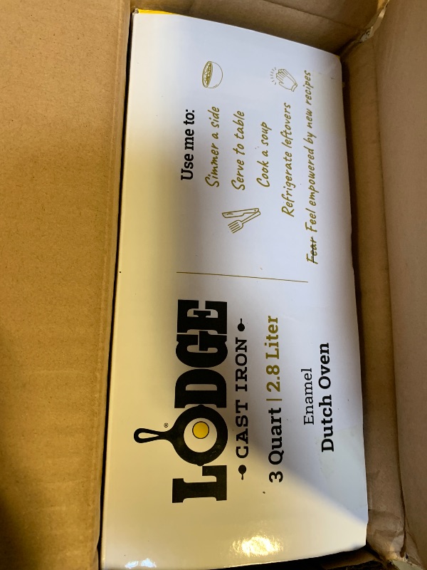 Photo 1 of Lodge 3 Quart Enameled Cast Iron Dutch Oven with Lid – Dual Handles – Oven Safe up to 500° F or on Stovetop - Use to Marinate, Cook, Bake, Refrigerate and Serve – Caribbean Blue