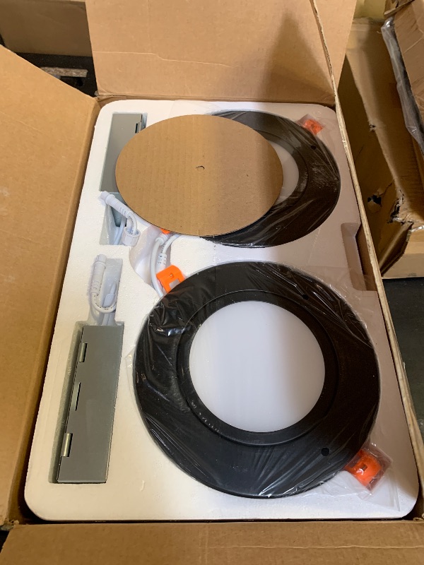 Photo 1 of [4 Pack] CLOUDY BAY 6 inch 5 Color Swivel LED Gimbal Recessed Light with Night Light,12W CRI80+ 850LM,2700K/3000K/3500K/4000K/5000K,Canless Angled Adjustable Ceiling Downlight,Black