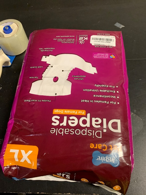 View 2 of Inspire Pet Care Dog Diapers Female Dogs | Bulk Value Doggie Incontinence, Accidents, for Heat, Pee or Period and Housebreaking (X-Large (28 Count))